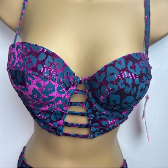 Betsey Johnson Lot 3:Metallic Pink Leopard Wild Instinct 2 Tops & Bottom NWT S/M - Picture 6 of 15